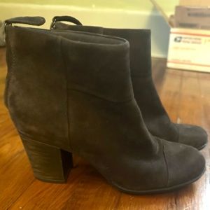Clarks brown suede booties 8 high heel